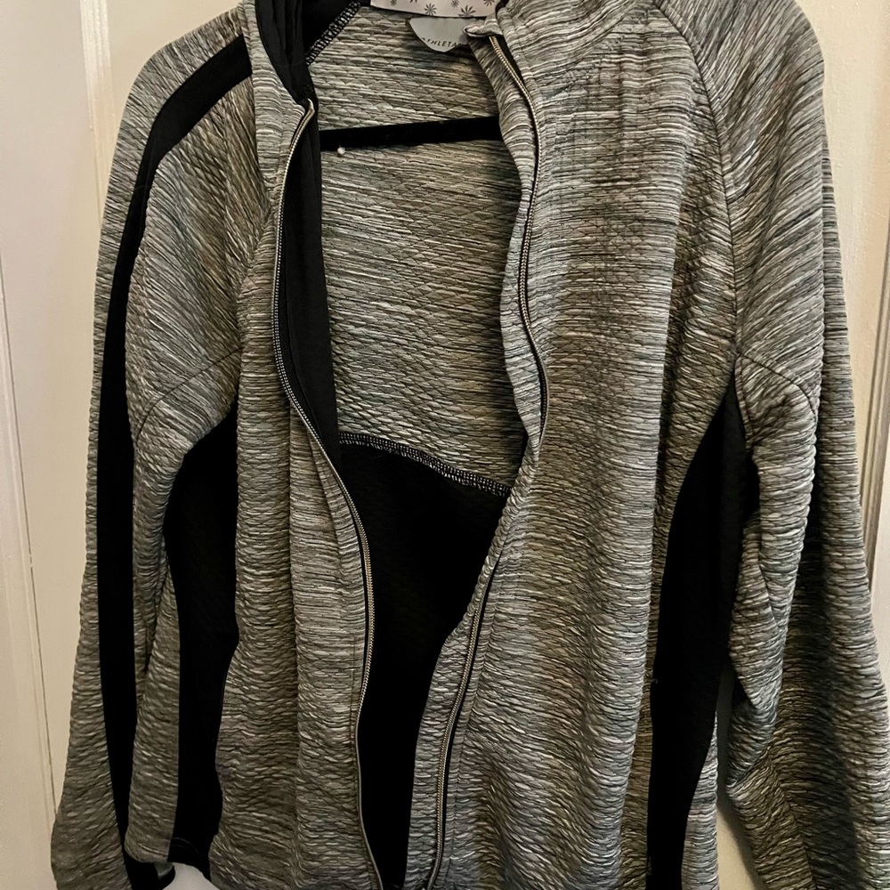 Athleta Black and Heather Gray Zip Front Active Jacket Sz XL
